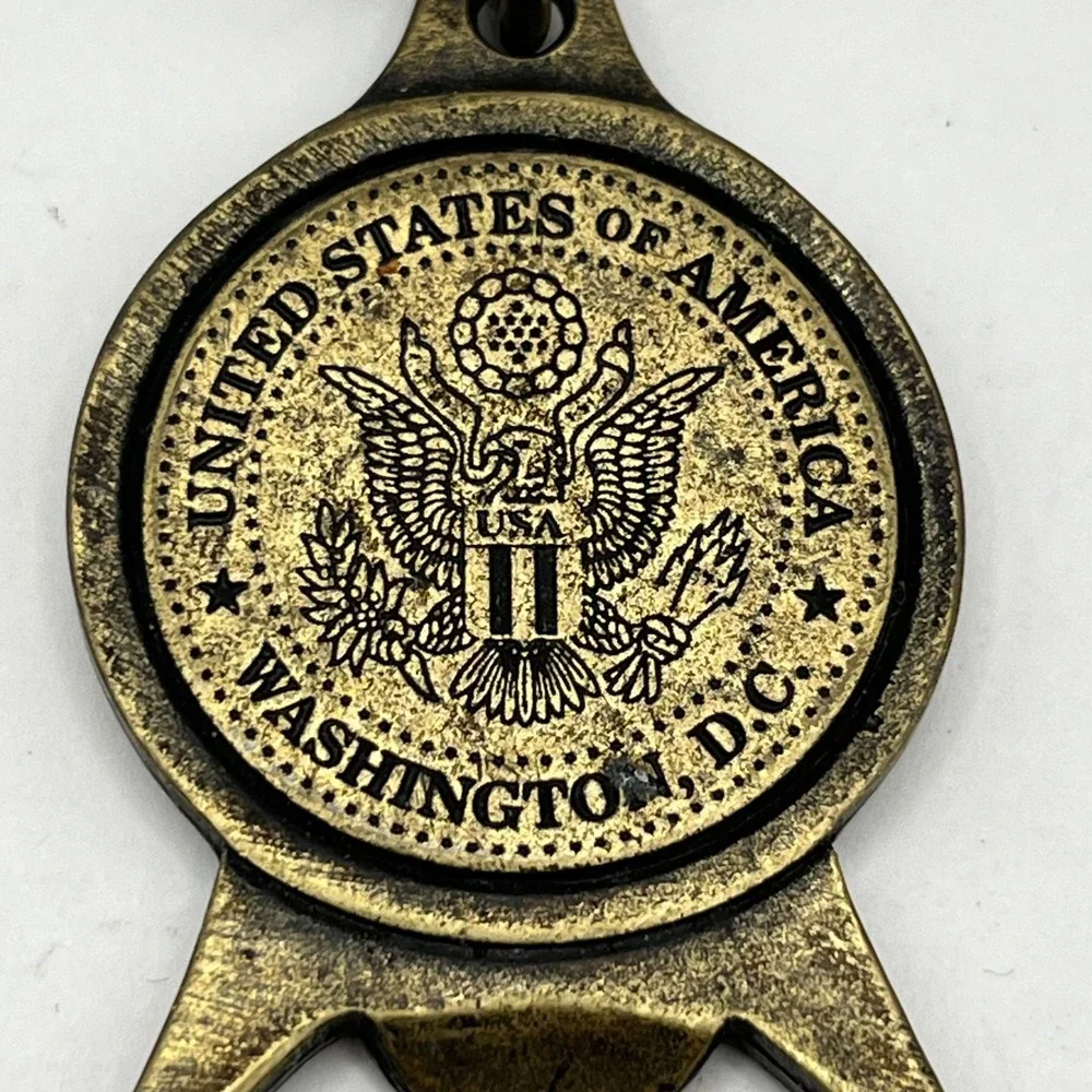 Vintage Washington DC USA Bottle Opener Keychain Brass Tone Souvenir Collectible